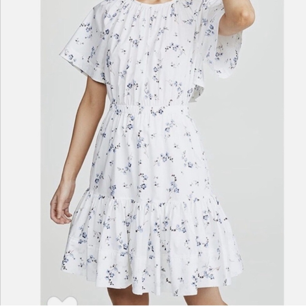 Rebecca Taylor White and Blue Floral Mini Dress
